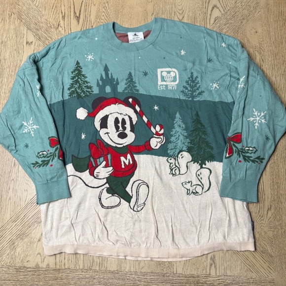 Disney XL Spirit Jersey Walt Disney World Mickey Mouse Christmas Holiday Sweater - Picture 1 of 11